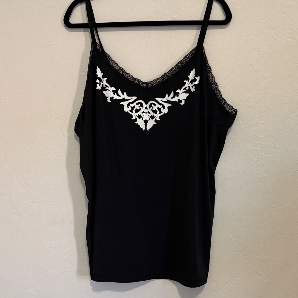 Roaman's Black Lace Detail Chemise